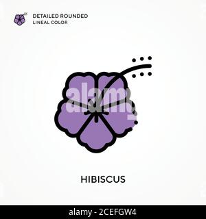 Hibiscus couleur de lineal arrondie détaillée. Concepts modernes d'illustration vectorielle. Facile à modifier et à personnaliser. Illustration de Vecteur