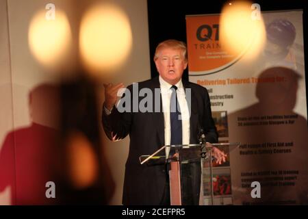 Ayr, Ayrshire, Écosse, Royaume-Uni 27 mars 2015, Donald Trump, qui avait récemment acheté le Turnberry Hotel pour 60million $, a été le conférencier invité au dîner annuel 2015 de la Chambre de commerce et d'industrie d'Ayrshire Banque D'Images