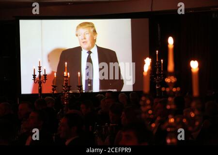 Ayr, Ayrshire, Écosse, Royaume-Uni 27 mars 2015, Donald Trump, qui avait récemment acheté le Turnberry Hotel pour 60million $, a été le conférencier invité au dîner annuel 2015 de la Chambre de commerce et d'industrie d'Ayrshire Banque D'Images