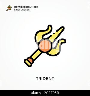 Couleur de l'étanchéité arrondie et détaillée Trident. Concepts modernes d'illustration vectorielle. Facile à modifier et à personnaliser. Illustration de Vecteur