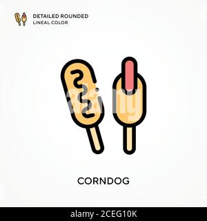 Couleur de la ligne arrondie de Corndog. Concepts modernes d'illustration vectorielle. Facile à modifier et à personnaliser. Illustration de Vecteur