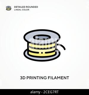 filament d'impression 3d couleur de ligne arrondie détaillée. Concepts modernes d'illustration vectorielle. Facile à modifier et à personnaliser. Illustration de Vecteur