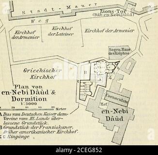 . Palästina und syrien : die Hauptrouten Mesopotamens und Babyloniens und die Insel Cypern; Handbuch für Reisende, avec cartes et plans. Die Sionsvorstadt war in die davidisch-salomonische Stadtmauer ein-bezogen, wird aber von der Tradition mit Unrecht dem Zion Davidsgleichgesetzt (vgl. ARTICLE 29). Von Dienstleistungen im Bereich. Nördl. Von der Schule ist eine Felsböschung er-kennbar; in der Nähe alte Zisternen. DAS Eßzimmer der Schule stehtauf einem Felswürfel, der einen Turm trug. Die Felsböschung springthier 15m nach W. vor; im Winkel Reste eines Felsent Banque D'Images