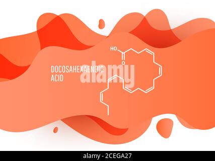 Formule chimique squelettique d'acide docosahexaénoïque, DHA, acide cervonique, molécule. Illustration vectorielle Illustration de Vecteur