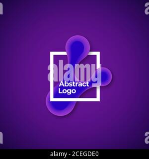 Forme de gradient vectoriel abstraite dans un cadre carré. Modèle de signature ou de logo. Objets à géométrie colorée avec typographie moderne. Arrière-plan sombre Illustration de Vecteur