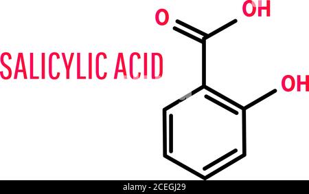 Formule chimique structurale de la molécule d'acide salicylique sur fond blanc Illustration de Vecteur