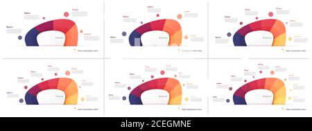 Modèles graphiques vectoriels sous forme de graphiques circulaires sous forme de résumés forme Illustration de Vecteur