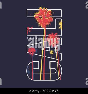 T-shirt coloré style californien à motif vectoriel, affiche, imprimé Illustration de Vecteur