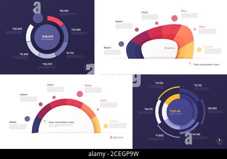 Ensemble de graphiques vectoriels, modèles modernes pour la création d'infographies, de présentations, de rapports et de visualisations Illustration de Vecteur
