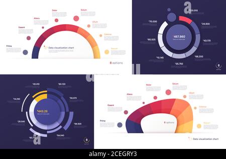 Ensemble de graphiques vectoriels, modèles modernes pour la création d'infographies, de présentations, de rapports et de visualisations Illustration de Vecteur