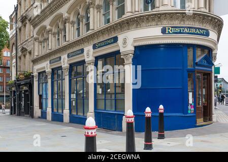 Restaurant de fruits de mer Sweetings à Queen Victoria Street, City of London, Angleterre, Royaume-Uni Banque D'Images