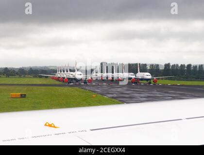 Les avions A321 de British Airways ont été mis à terre à l'aéroport de Glasgow pendant la pandémie du coronavirus 2020, Glasgow, Écosse, Royaume-Uni Banque D'Images