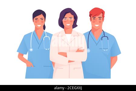 Illustration vectorielle d'une équipe médicale, d'un groupe de médecins, de praticiens, de médecins Illustration de Vecteur