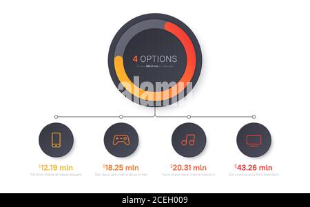 Présentation vectorielle graphique de structure graphique. Quatre options Illustration de Vecteur