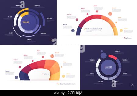 Ensemble de graphiques vectoriels, modèles modernes pour la création d'infographies, de présentations, de rapports et de visualisations Illustration de Vecteur