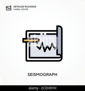 Sismographe couleur linéaire arrondie détaillée. Concepts modernes d'illustration vectorielle. Facile à modifier et à personnaliser. Illustration de Vecteur