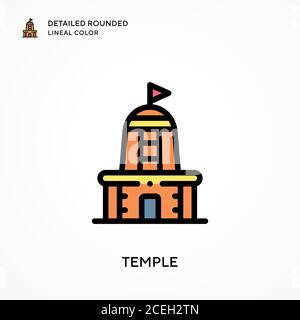 Temple couleur de ligne arrondie détaillée. Concepts modernes d'illustration vectorielle. Facile à modifier et à personnaliser. Illustration de Vecteur