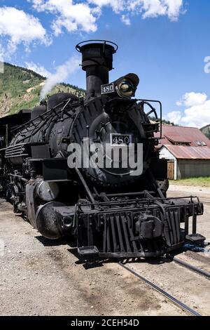 Le moteur 480 est une locomotive à vapeur de classe K-36 construite à l'origine Pour le chemin de fer de Denver et Rio Grand en 1925 et Appartient maintenant aux Durango et Silverto Banque D'Images