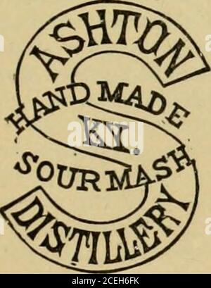 . Les industries de Louisville, Kentucky, et de New Albany, Indiana. THEASHTON DTSTILERY. Distilleries à Eiizabethtown, Ky.—Bureau de Louisville, n° 120, rue principale est—AshtonHill, fabrication manuelle, Sour-Mash Kentucl(y Whisky. Et Muldraughs. La Ashton Distillery Company, d'Eiizabethtown, propriétaires de thebrand présenté ici, récemment réorganisé et a pris un nouveau départ dans la course à la suprématie dans la fabrication de whis-kies fines du Kentucky, avec la vue spéciale de produire la qualité plutôt que la quantité.la norme de leurs marchandises a toujours été de la plus haute, mais hith-erto la demande a abeille Banque D'Images