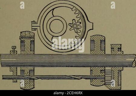 . Appareils mécaniques, mouvements mécaniques et nouveautés de la construction; un travail complet et une continuation, comme deuxième volume, du livre de l'auteur intitulé "mouvements mécaniques, pouvoirs et dispositifs" ... comprenant un chapitre explicatif sur les principales conceptions de mouvement perpétuel existant au cours des trois derniers siècles. Le câble de la soupape est réalisé par le bras de la tête de piston et le levier connectés à la tige de soupape et à la tige du bloc de liaison. Chemin de fer ItaUan. APPLTANXES STEA^r rameur. 95 209. PIGNON DE MARCHE ARRIÈRE. L'excentrique est fourni avec un rack acurved près de sa périphérie qui s'engrène avec un petit pi Banque D'Images
