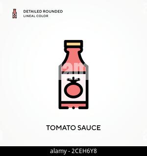 Sauce tomate couleur de lineal arrondie détaillée. Concepts modernes d'illustration vectorielle. Facile à modifier et à personnaliser. Illustration de Vecteur