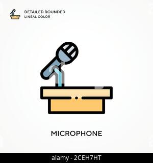 Microphone de couleur arrondie et détaillée. Concepts modernes d'illustration vectorielle. Facile à modifier et à personnaliser. Illustration de Vecteur