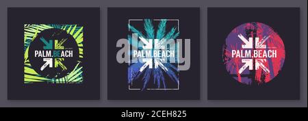 Collection de trois dessins vectoriels de t-shirt graphique, des affiches, des imprimés sur le thème de la Floride Illustration de Vecteur
