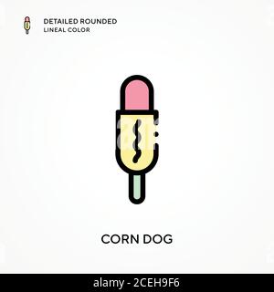Chien à maïs de couleur arrondie et détaillée. Concepts modernes d'illustration vectorielle. Facile à modifier et à personnaliser. Illustration de Vecteur