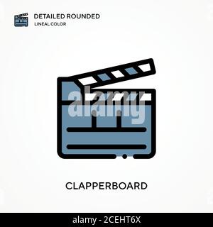 Icône de vecteur de couleur de ligne arrondie détaillée de clapperboard. Modèle de conception de symbole d'illustration pour élément d'interface utilisateur Web mobile. Pictogramme moderne de couleur parfaite Illustration de Vecteur