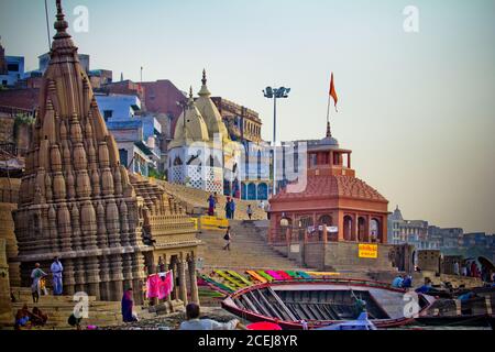 Le temple du dieu Yama, Varanasi, Ganges Banque D'Images