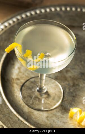 Martini frais et sec avec une garniture de citron et vermouth Banque D'Images