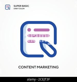 Marketing de contenu super base orbite couleur vecteur icône. Modèle de conception de symbole d'illustration pour élément d'interface utilisateur Web mobile. Pictogramme moderne de couleur parfaite o Illustration de Vecteur