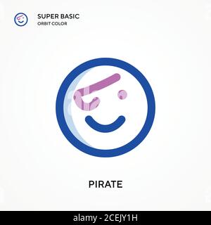 Icône de vecteur de couleur d'orbite de pirate super basique. Modèle de conception de symbole d'illustration pour élément d'interface utilisateur Web mobile. Pictogramme moderne de couleur parfaite sur modifiable Illustration de Vecteur