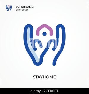 Icône de vecteur de couleur Stayhome Super Basic Orbit. Modèle de conception de symbole d'illustration pour élément d'interface utilisateur Web mobile. Pictogramme moderne de couleur parfaite sur l'éditabl Illustration de Vecteur