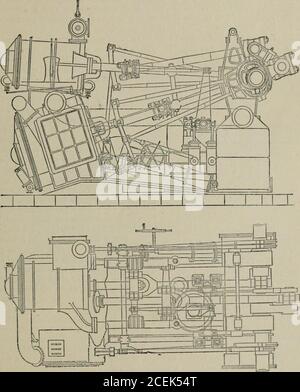 . Un manuel de génie maritime: Comprenant la conception, la construction et le travail des machines marines. jo O c c H £ INTRODUCTION—MOTEUR DIAGONAL. Moteur diagonal où deux cylindres basse pression sont nécessaires, et qui plus est, trois manivelles sont nécessaires. C'est le moteur à pédales le plus puissant jamais fabriqué. Les moteurs à triple expansion avec trois manivelles ont également été fabriqués dans une mesure limitée. Les moteurs diagonaux à cylindre unique, dotés d'un mécanisme d'expansion permettant l'utilisation de vapeur haute pression, sont assez courants dans l'ouest de l'Écosse. Figure 9.—moteurs à palettes à composant diagonal. Ils sont, bien sûr, bon marché, Banque D'Images