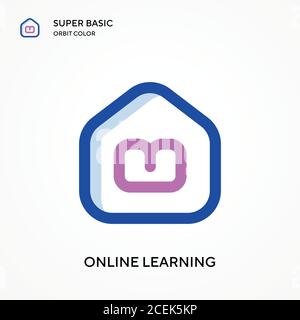 Apprentissage en ligne super base orbite couleur vecteur icône. Modèle de conception de symbole d'illustration pour élément d'interface utilisateur Web mobile. Pictogramme moderne de couleur parfaite Illustration de Vecteur