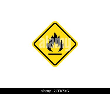 Panneau d'avertissement relatif aux matières inflammables. Panneau d'avertissement d'incendie en triangle jaune. Icône substances inflammables. Vecteur sur fond blanc isolé. SPE 10 Illustration de Vecteur