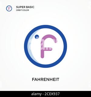 Icône de vecteur de couleur orbite ultra-basique de Fahrenheit. Modèle de conception de symbole d'illustration pour élément d'interface utilisateur Web mobile. Pictogramme moderne de couleur parfaite sur edita Illustration de Vecteur