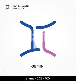 Icône de vecteur de couleur orbite Gemini super Basic. Modèle de conception de symbole d'illustration pour élément d'interface utilisateur Web mobile. Pictogramme moderne de couleur parfaite sur modifiable Illustration de Vecteur