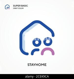 Icône de vecteur de couleur Stayhome Super Basic Orbit. Modèle de conception de symbole d'illustration pour élément d'interface utilisateur Web mobile. Pictogramme moderne de couleur parfaite sur l'éditabl Illustration de Vecteur