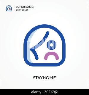Icône de vecteur de couleur Stayhome Super Basic Orbit. Modèle de conception de symbole d'illustration pour élément d'interface utilisateur Web mobile. Pictogramme moderne de couleur parfaite sur l'éditabl Illustration de Vecteur