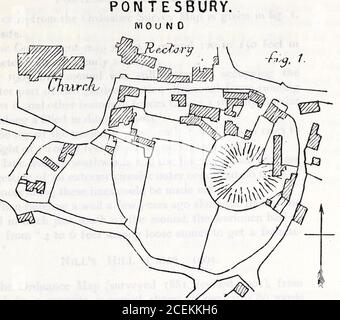 . Transactions de la société d'histoire naturelle et archéologique de Shropshire. Une partie serait benecessary à cette fin: La terrasse de pied est également très bien marquée, bien que naturaleit est un peu occulté dans les endroits de l'exploitation du matériel de la scarpe. Son objet est clairement de rendre le thescarp plus raide. La même construction est perceptible à Bodbury Ring, près de Church Stretton, et elle est en contraste marqué avec les travaux de la terre à Caer Caradoc, qui semblent avoir été formés en excavant une tranchée le long de la colline et en jetant le ma-terial vers le haut dans une banque sur la pente 1 ci-dessous pour prendre ce qui FO Banque D'Images