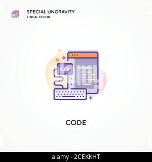 Icône de couleur spéciale de ligne d'ungravitation de code. Concepts modernes d'illustration vectorielle. Facile à modifier et à personnaliser. Illustration de Vecteur