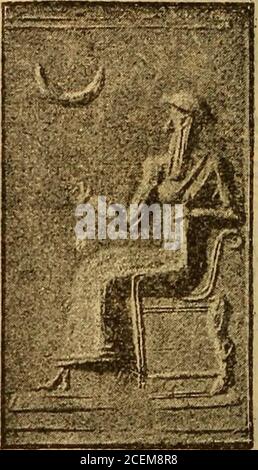 . La Sainte Bible contenant l'ancien et le Nouveau Testament ... La déesse ISHTAR de NINIVE debout sur un gryphon. (D'une impression d'un cylindre-joint dans le British Museum.) Le Dieu LUNAIRE Babylonien. (D'une impression d'un joint cylindrique au thf British Museum.) Banque D'Images