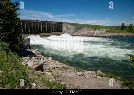 Barrage et réservoir du lac Jackson dans le parc national de Grand Teton Banque D'Images