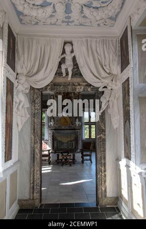 Le plafond somptueux du passage privé. Château de Frederiksborg, Hillerod, Danemark. Banque D'Images