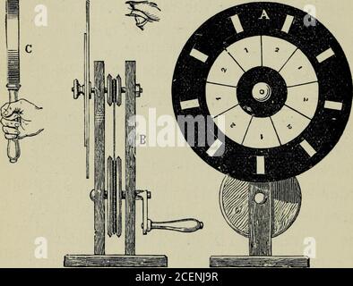 . Passe-temps photographiques : une série d'expériences intéressantes pour les amateurs pour obtenir des effets nouveaux et curieux à l'aide de la caméra. Il a besoin de gros doivent être coupés et fournis avec la division suivante: le rayon du cercle est divisé en neuf parties de taille égale, et de ces points de lignes de division sont tracés au centre du cercle. Les photos sont alors montées, de sorte que leur hauteur se termine exactement avec le bord du disque ; il est bien de mesurer ensuite avec une paire de compas, afin de vérifier que les différentes pic-tures sont disposés à des distances égales fr Banque D'Images