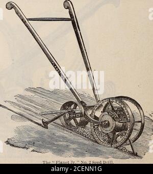 . Catalogue de semences, fournitures agricoles et horticoles et guide pour le jardin, le champ et la ferme. Longueur.facilité de fonctionnement, combinaisons simples et variété de tachments AT sont des caractéristiques frappantes de l'outil. AW les lames sont en acier, har-dened dans l'huile, trempé et poli.la roue a une face extra large, andis facilement levé et abaissé, et peut attaché à un côté du châssis de sorte que thatone peut cultiver les deux côtés d'une rangée de petites plantes à un passage. Prix, 6.00 $. Le semoir combiné Planet Jr. 44. Pelle sur pneus, cultivateur, râteau et charrue (voir coupe). Cet outil est incontestablement le plus populaire Banque D'Images
