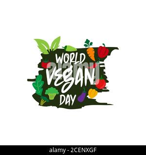 Illustration vecteur de jour vegan du monde. Convient aux cartes de vœux, affiches et bannières. Illustration de Vecteur