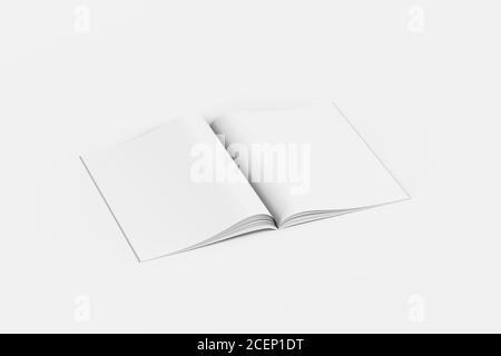 Magasin ouvert vierge au format A4 sur fond blanc - maquette - illustration 3D Banque D'Images
